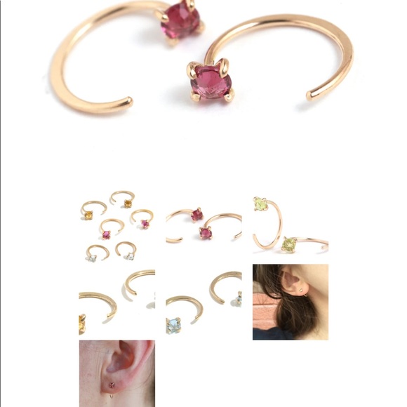 Melissa Joy Manning 14K Gold Diamond Hug Earrings Flush Set Delicate Mini Hoops - Picture 5 of 15